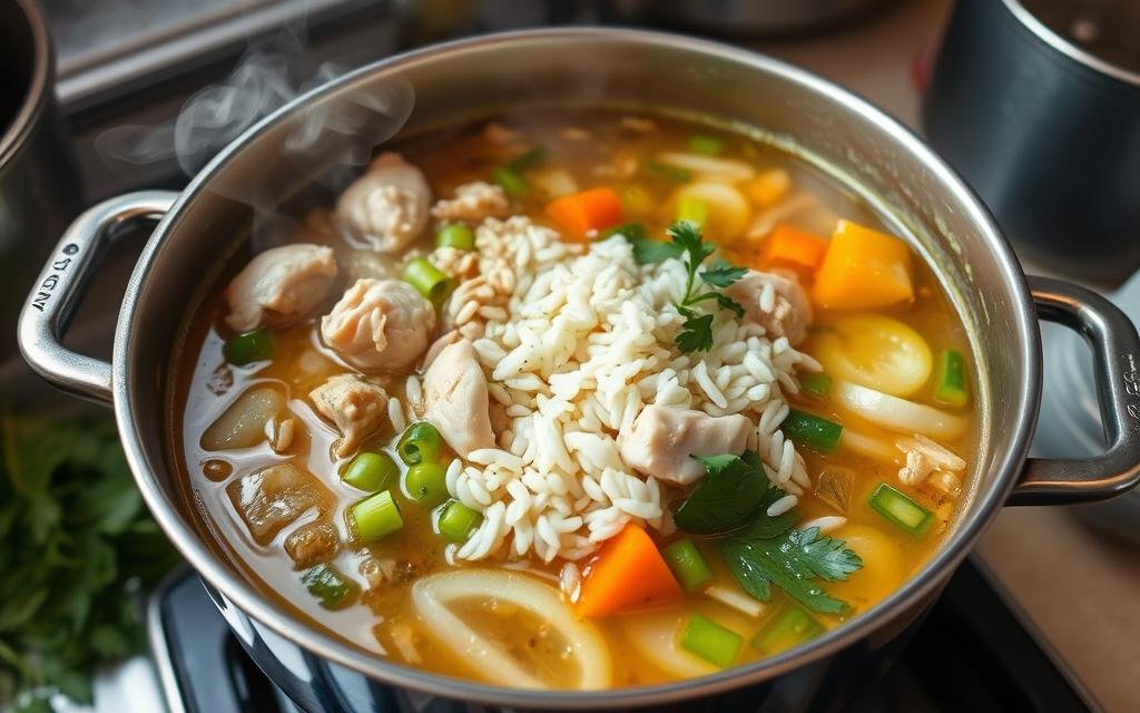 Chicken Rice Soup Cooking Process