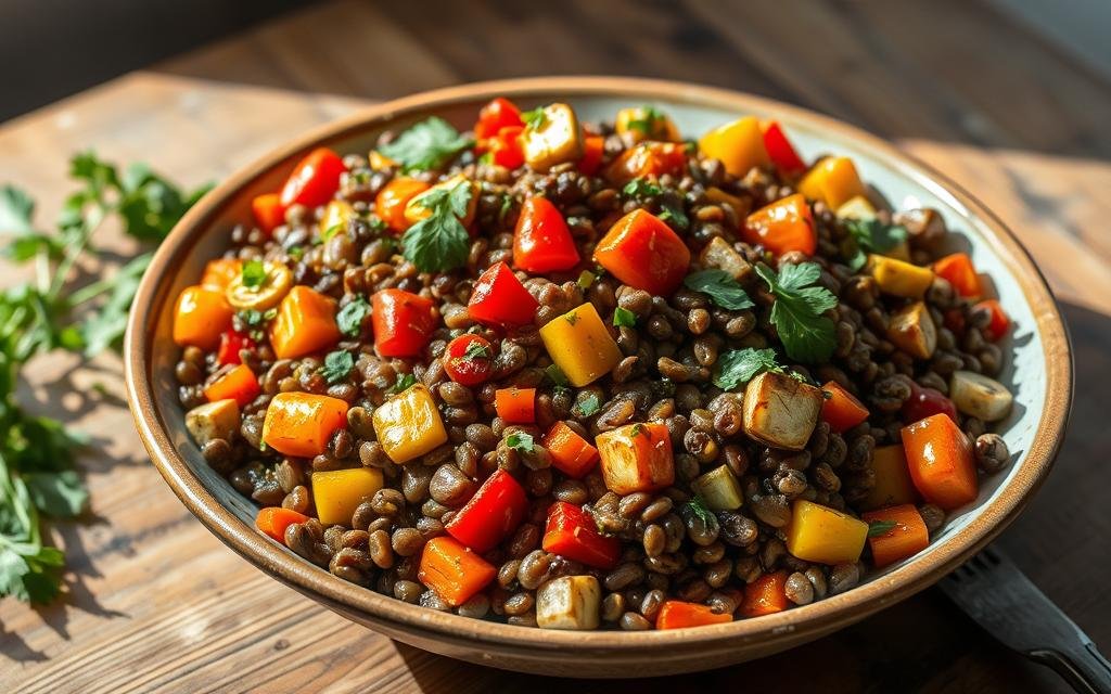 French Lentil Salad with Roasted Vegetables | Easy Recipe