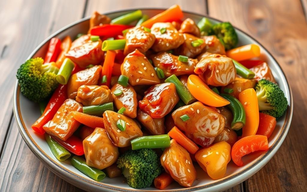 Stir-fried chicken with crispy vegetables