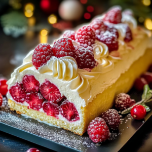 Mascarpone Raspberry Yule Log