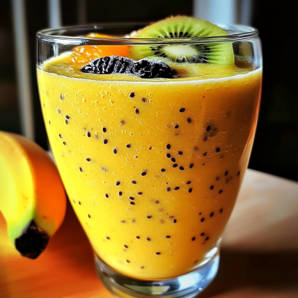 Vibrant Drink: Kiwi, Banana, and Orange Smoothie